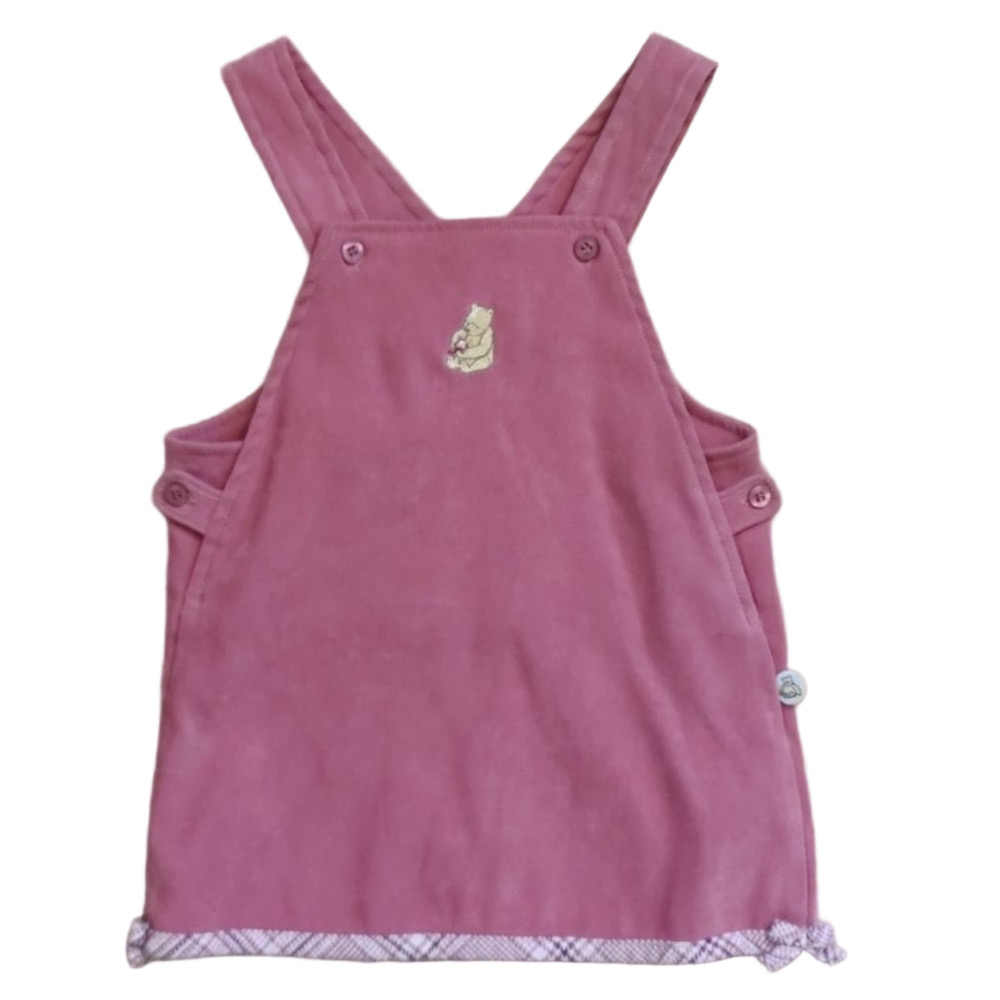 Disney Classic Pooh Baby 9M Pink Winnie The Pooh Overall Jumper Dress